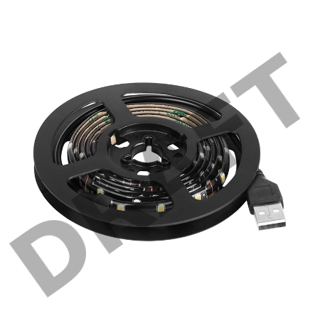 LED лента с USB коннектором 5 В, 8 мм, IP65, SMD 2835, 60 LED/m, цвет свечения теплый белый (3000 K)