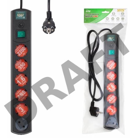 Сетевой фильтр Most LRG 1.6м (6 розеток) черный (пакет ПЭ)