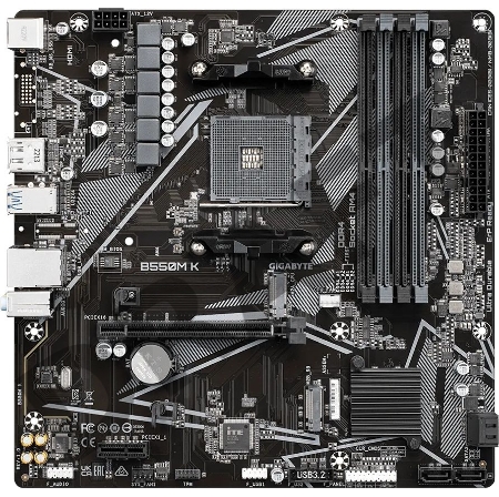 Материнская плата Gigabyte B550M K Soc-AM4 AMD B550 4xDDR4 mATX AC`97 8ch(7.1) GbLAN RAID+HDMI