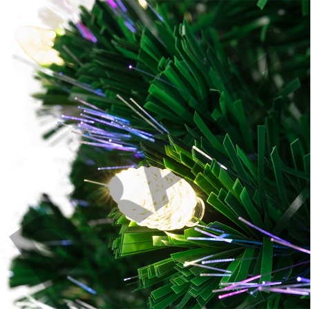 Новогодняя Ель с шишками 150 см фибро-оптика ТЕПЛЫЙ БЕЛЫЙ цвет