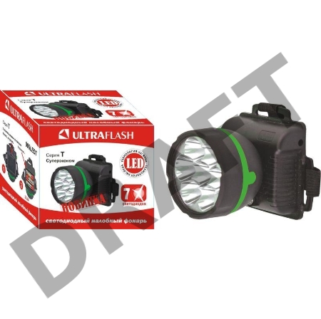 Фонарь налобный 909LED7 (7LED 1 режим; 3хR6 черн.) Ultraflash 11782