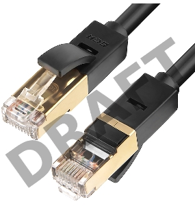 Патч-корд Greenconnect PROF прямой 0.1m,  FTP медь кат.6, черный, позолоченные контакты и  коннектор, 24 AWG, Deluxe , ethernet high speed 10 Гбит/с, RJ45, T568B(GCR-LNCG626-0.1m)