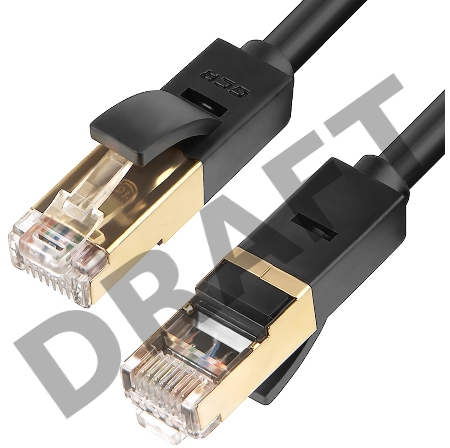 Патч-корд Greenconnect PROF прямой 0.1m,  FTP медь кат.6, черный, позолоченные контакты и  коннектор, 24 AWG, Deluxe , ethernet high speed 10 Гбит/с, RJ45, T568B(GCR-LNCG626-0.1m)