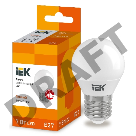 Лампа Iek LLE-G45-7-230-30-E27 светодиодная ECO G45 шар 7Вт 230В 3000К E27 IEK