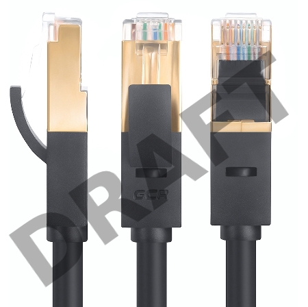 Патч-корд Greenconnect PROF прямой 0.1m,  FTP медь кат.6, черный, позолоченные контакты и  коннектор, 24 AWG, Deluxe , ethernet high speed 10 Гбит/с, RJ45, T568B(GCR-LNCG626-0.1m)