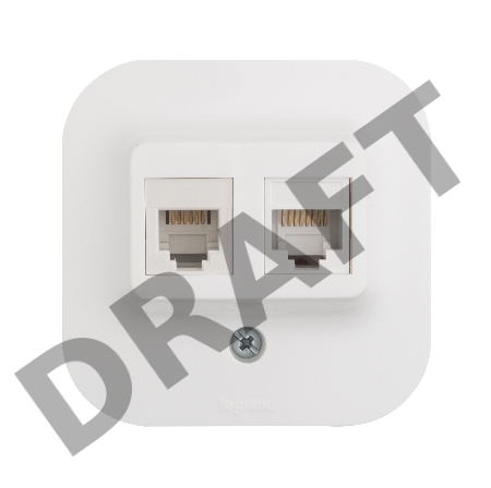 Розетка компьютерная + телеф. 1-м ОП Quteo 2мод. RJ11 + RJ45 CAT.5E UTP бел. Leg 782221