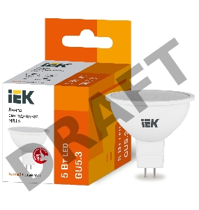 Лампа светодиодная ECO MR16 5Вт 3000К тепл. бел. GU5.3 450лм 230-240В ИЭК LLE-MR16-5-230-30-GU5