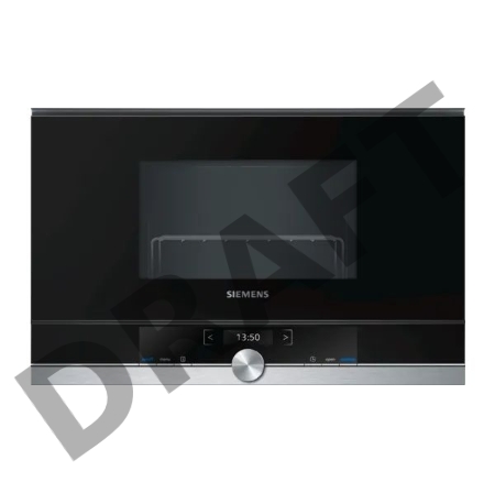 Микроволновая печь SIEMENS BE634LGS1M iQ700 Встраиваемая, 382 x 594 x 318 21л 900W гриль TouchControl 10 автопрограмм открытие двери с кнопки