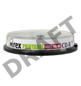 Диск CD-R Mirex 700 Mb, 48х, Cake Box (10), Ink Printable (10/300)