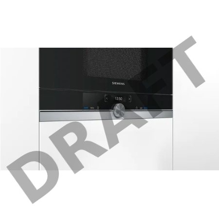 Микроволновая печь SIEMENS BE634LGS1M iQ700 Встраиваемая, 382 x 594 x 318 21л 900W гриль TouchControl 10 автопрограмм открытие двери с кнопки