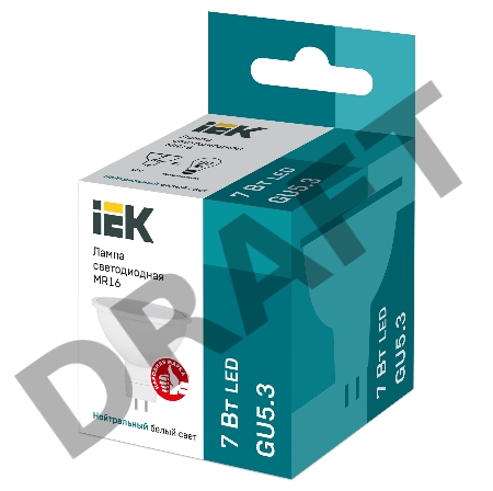 Лампа Iek LLE-MR16-7-230-40-GU5 светодиодная ECO MR16 софит 7Вт 230В 4000К GU5.3 IEK