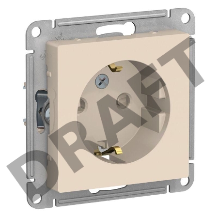 Механизм розетки 1-м СП ATLAS DESIGN с заземл. защ. шторки 16А беж. SchE ATN000245