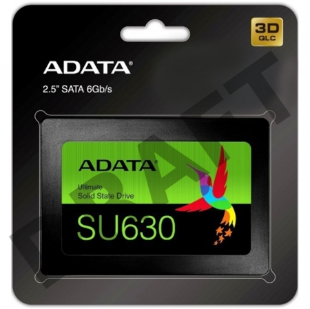 Накопитель SSD 240GB ADATA SU630SS Client SSD ASU630SS-240GQ-R SATA 6Gb/s, 520/450, IOPS 30/65K, MTBF 1.5M, 3D QLC, 50TBW, RTL