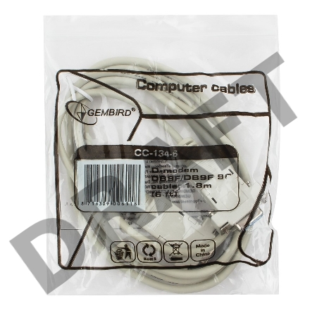 Кабель Нуль-модемный кабель RS-232 9pin F - 9pin F 1.8м Gembird CC-134-6