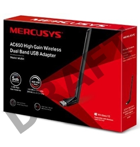 Двухдиапазонный Wi-Fi USB адаптер Mercusys MU6H AC650 высокого усиления