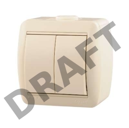 Выключатель 2-кл. ОП Ната 10А IP20 крем. LEZARD 710-0300-101