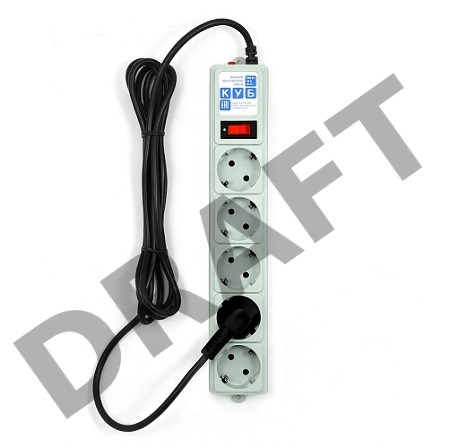 Фильтр-удлинитель Power Cube B 3,0 м 5 розеток (серый) 10А/2,2кВт