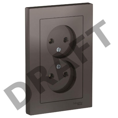Розетка 2-м ATLAS DESIGN без заземл. 16А в сборе мокко SchE ATN000620