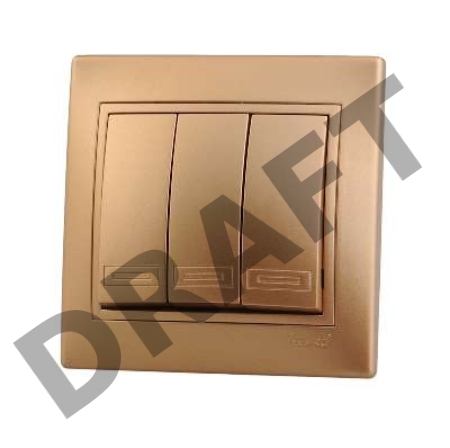 Выключатель 3-кл. СП Мира 10А IP20 метал. зол. LEZARD 701-1313-109