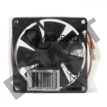 Вентилятор для корпуса Gembird 80x80x25mm, ball, узкий разъем 3 pin FANCASE/BALL