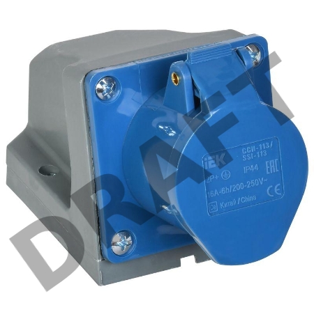 Розетка ОП 16А 220В 2P+PЕ ССИ-113 IP44 ИЭК PSR11-016-3