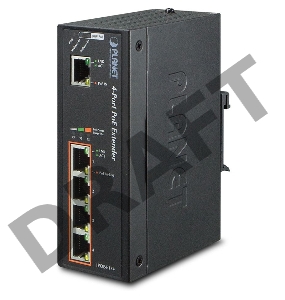 IPOE-E174 индустриальный PoE экстендер IP30 Industrial 1-Port 60W Ultra POE to 4-Port 802.3af/at Gigabit POE Extender (-40 to 75 C)