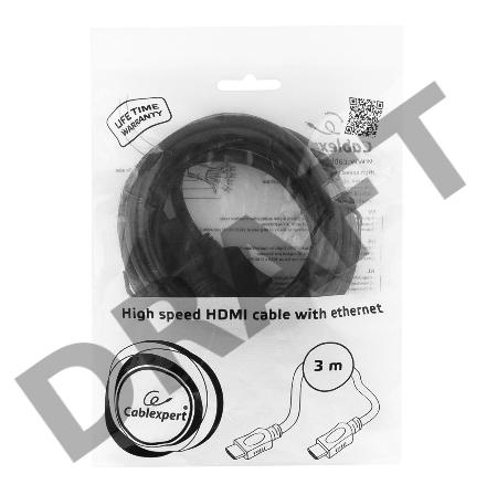 Кабель HDMI Gembird/Cablexpert, 3.0м, v1.4, 19M/19M, серия Lihgt, черный, позол.разъемы, экран (CC-HDMI4L-10)