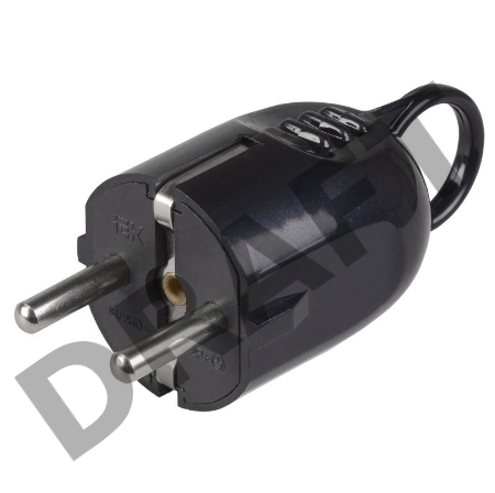 Вилка угловая ВПу12-02-Ст разборная с заземл. с кольцом 16А черн. ИЭК EVP12-16-01-K02