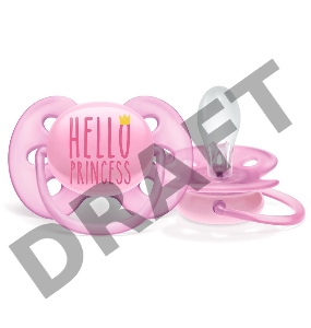 Пустышка ultra soft, Hello princess, 6-18 мес, 1 шт, для девочек