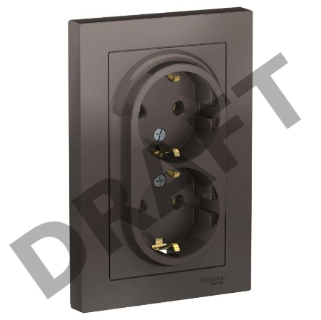Розетка 2-м ATLAS DESIGN с заземл. 16А в сборе мокко SchE ATN000624