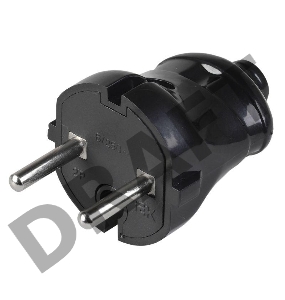 Вилка прямая ВПп20-02-Ст разборная без заземл. контакта 6А черн. ИЭК EVP20-06-01-K02