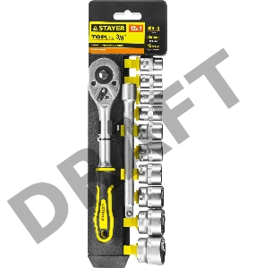 Набор головок STAYER 27752-H12  standard: 3/8 на пластиковом рельсе трещотка удлинитель 10-24мм 12ш