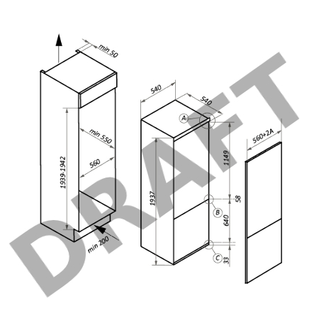 Холодильник встраиваемый MAUNFELD MBF193NFFW