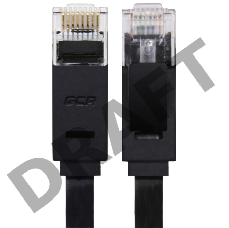 Патч-корд Greenconnect плоский прямой PROF  15.0m UTP медь, кат.6, черный, позолоченные контакты, 30 AWG, Premium ethernet high speed 10 Гбит/с, RJ45, T568B (GCR-LNC616-15.0m)