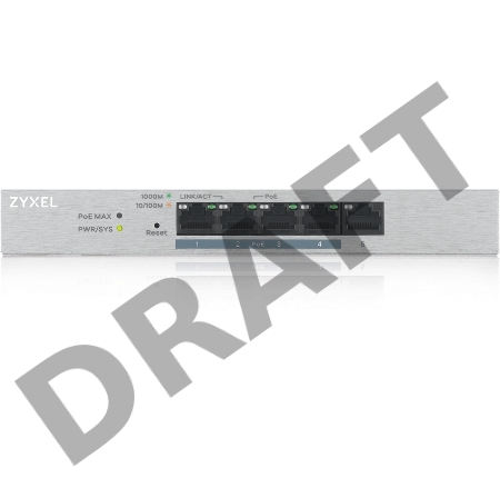Коммутатор Zyxel GS1200-5HPv2-EU0101F 5G 4PoE+ 60W управляемый
