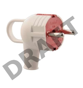 Вилка электрич. с ручкой с заземл. бел/красн. Lezard 715-0201-602