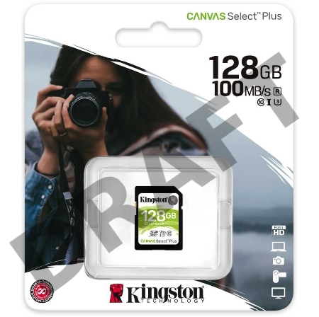 Флеш карта SDHC 128Gb Class10 Kingston <SDS2/128GB>, Canvas Select 100R CL10 UHS-I