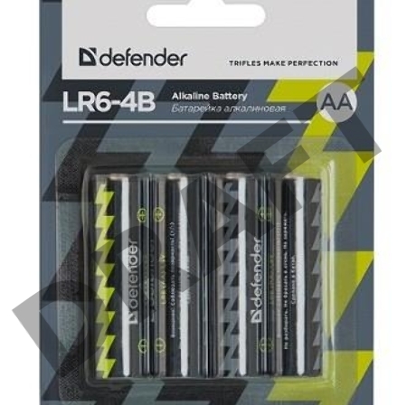 Батарейка DEFENDER BATTERY ALKALINE AA 1.5V/LR6-4B 4PCS 56012