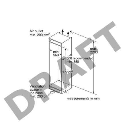 Холодильник Встраиваемый с морозильной камерой SIEMENS KI87VVS30M iQ300, 1772x541x545 210/64л 38 дБ BigBox SafetyGlass LowFrost светодиодная подсветка