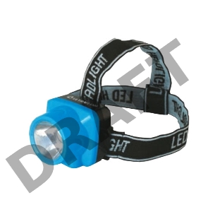 Фонарь ULTRAFLASH LED5374  фонарь налобн аккум 220В. голубой. 0.4 Ватт  LED. 1 реж. пласт. бокс