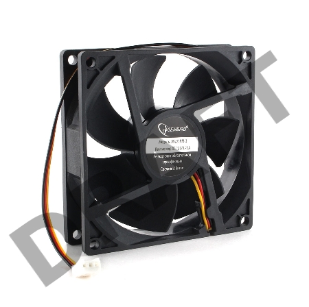 Вентилятор Gembird, 92x92x25, гидродинамический, 3 pin, провод 30 см