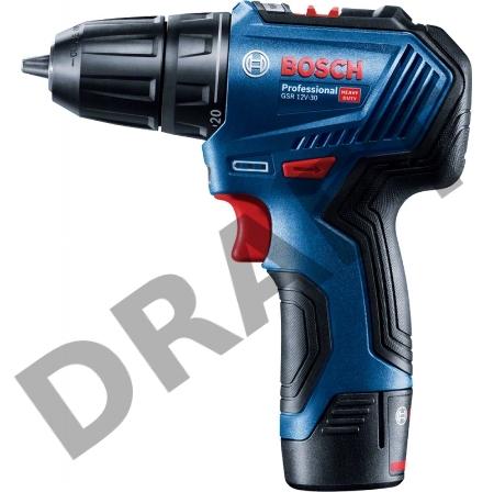 Аккумуляторный шуруповерт BOSCH GSR 12V-30 кейс, 2x2.0 Ач 06019G9020