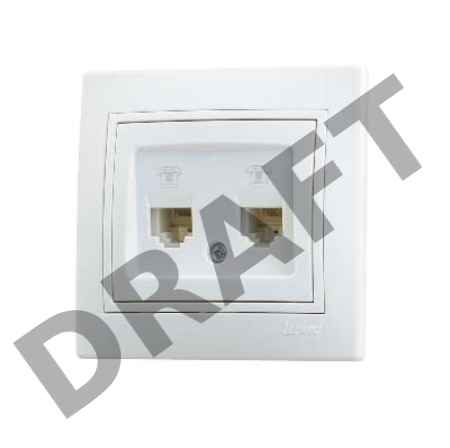Розетка телефонная 2-м СП Мира RJ11 бел./бел. Lezard 701-0202-138