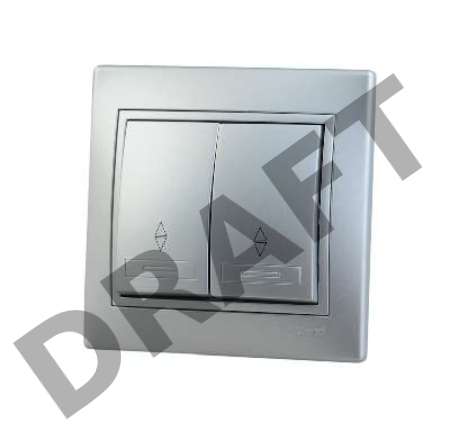 Выключатель проходной 2-кл. СП Мира 10А IP20 метал. сер. LEZARD 701-1010-106