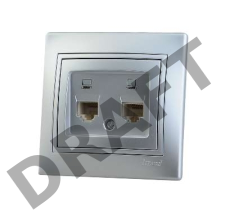 Розетка компьютерная 2-м СП Мира RJ45 метал. сер. Lezard 701-1010-141