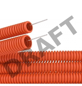 Труба гофрированная из ПНД с зондом ø 50 мм, оранжевая (15 м/уп.) REXANT 