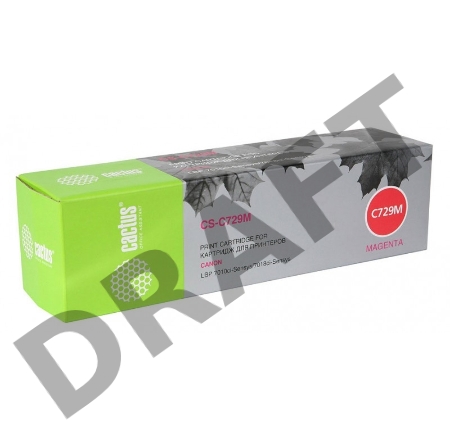  Картридж Cactus CS-C729M для принтеров Canon i-SENSYS LBP7010C/ LBP7018C, пурпурный, 1000стр.