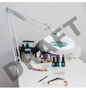 Лупа на струбцине круглая настольная REXANT 3Х с подсветкой, белая 31-0001