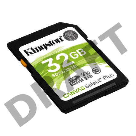 Флеш карта SDHC 32Gb Class10 Kingston <SDS2/32GB>, Canvas Select 100R CL10 UHS-I