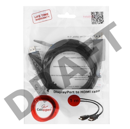 Кабель DisplayPort-HDMI Gembird/Cablexpert  1м, 20M/19M, черный, экран, пакет(CC-DP-HDMI-1M)